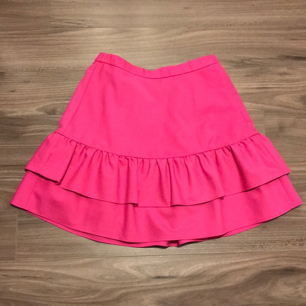 J Crew Bright pink ruffle skirt